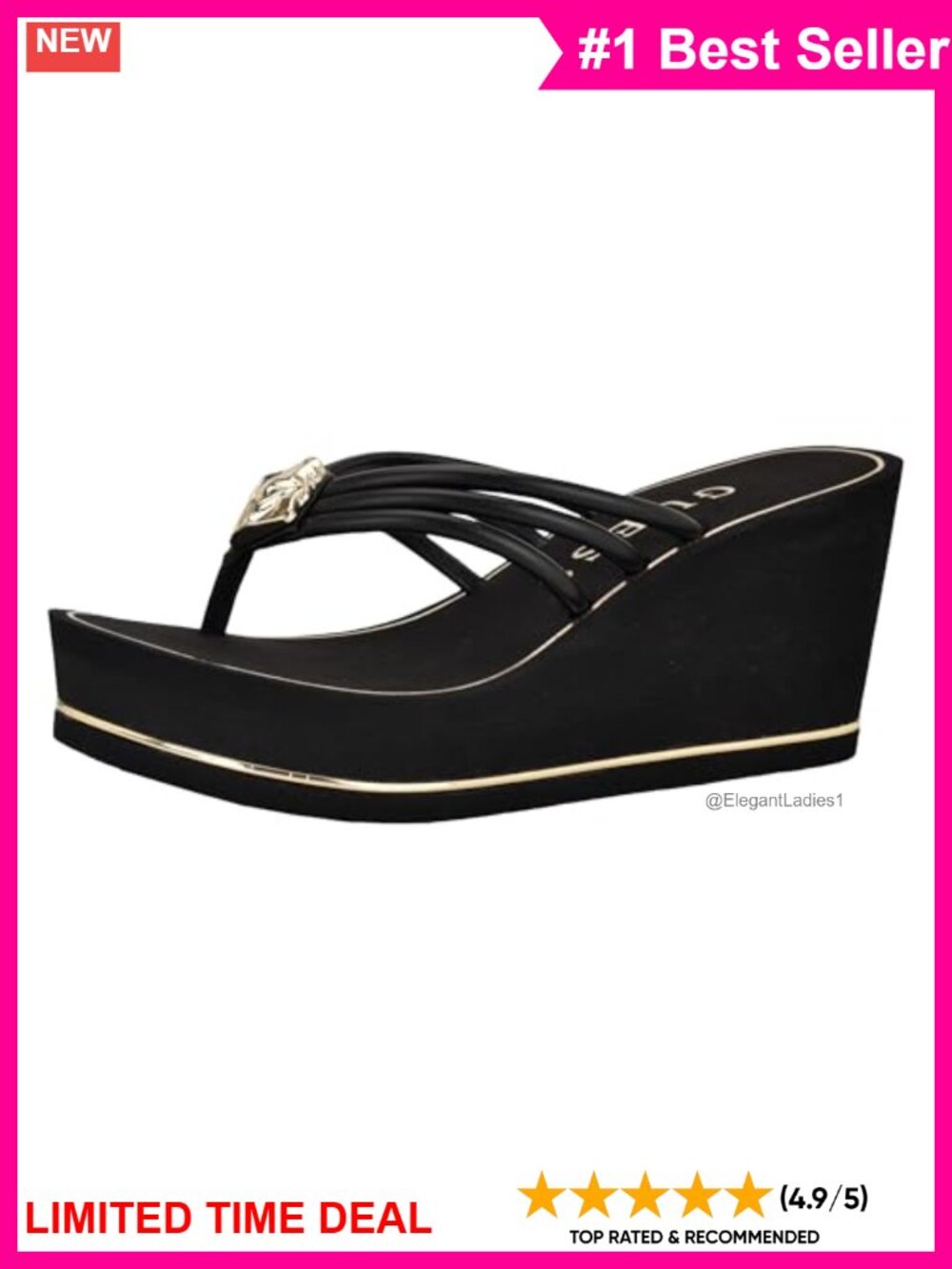 Faux Leather Wedge Sandals Slip-On Platform Beach Casual